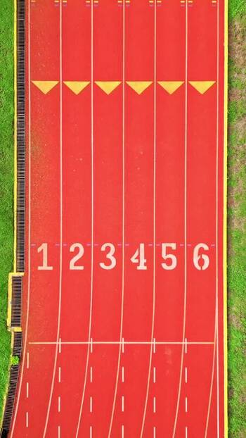 Aerial view of a red running track with numbered lanes Mexico. Aerial view of a red running track with numbered lanes Mexico.