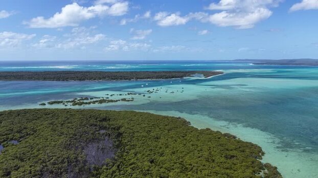 Aerial view of Day s Gutter sand bank in Australia.