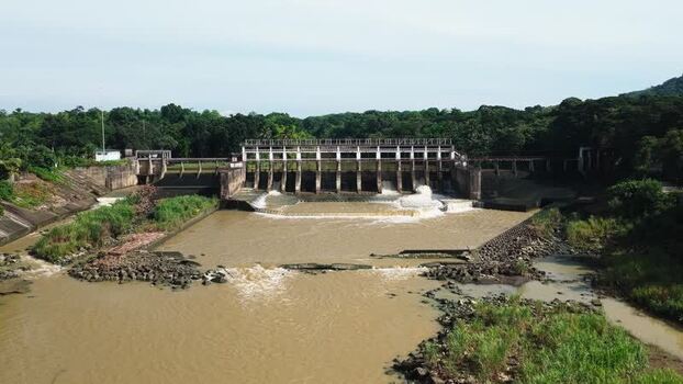 Aerial view of Jalaur Dam in Dingle Philippines.
