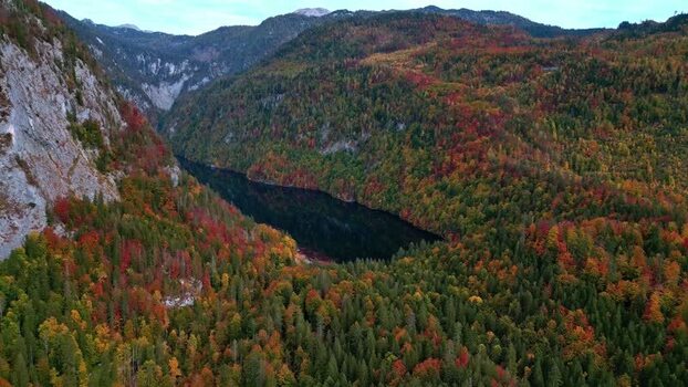 Aerial view of Attersee in Vocklabruck District Austria.