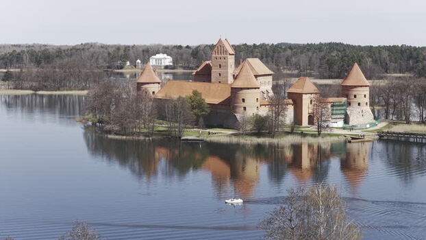 Aerial view of Trakai Island Castle and Lake Galve Lithuania. Aerial view of Trakai Island Castle and Lake Galve Lithuania.