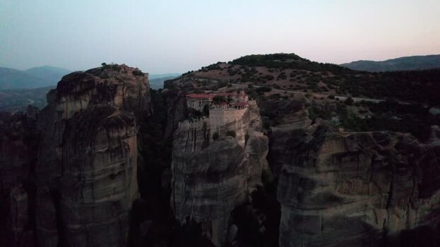 Aerial view of Meteora monasteries in Trikala Greece. Aerial view of Meteora monasteries in Trikala Greece.