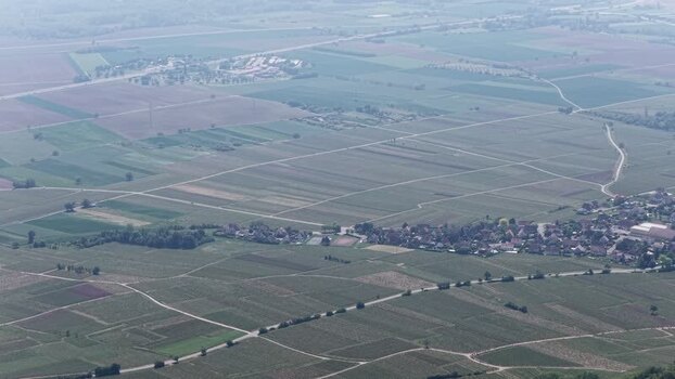 Aerial view of the agricultural fields near Selestat France.