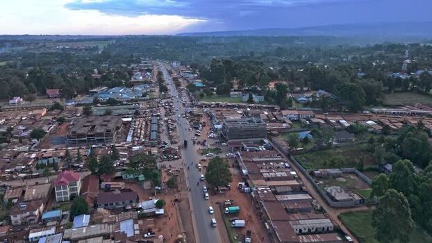Aerial view of Kiminini Market with surrounding buildings Kenya.