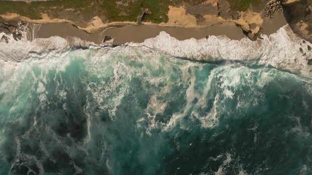 Aerial view of waves crashing at La Jolla Cove United States.