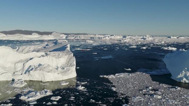Aerial view of Ilulissat glacier Greenland.