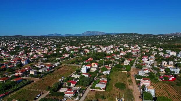 Aerial view of residential area in Greece.