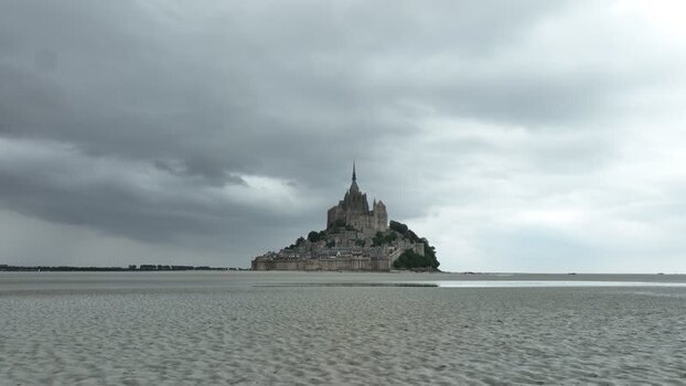 Aerial view of Mont Saint Michel France.