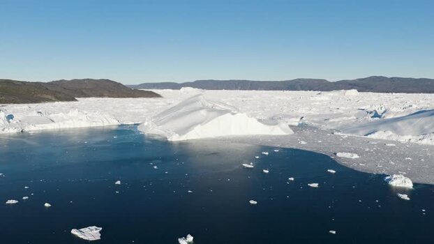 Aerial view of Ilulissat glacier in Greenland.