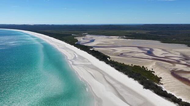 Aerial view of Wathumba Creek in K gari Australia.