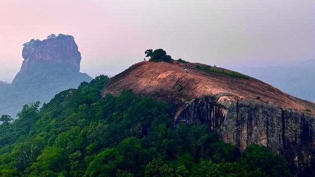 Aerial view of Sigiriya Rock Fortress Sri Lanka.