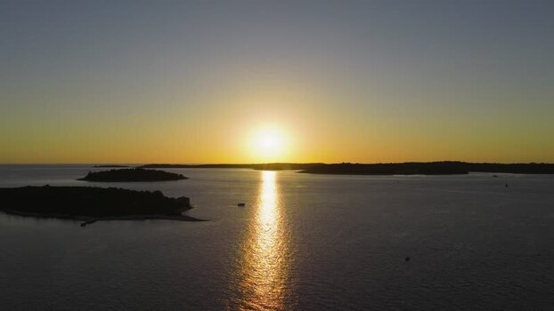 Aerial view of Brijuni National Park at sunset Croatia.