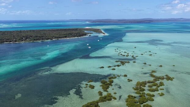 Aerial view of Day s Gutter sand bank Australia.