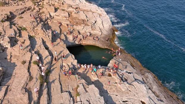 Aerial view of Giola natural pool Greece. Aerial view of Giola natural pool Greece.