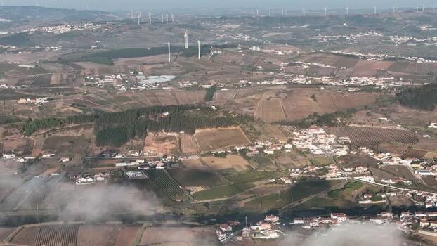 Aerial view of wind farm in rural landscape Portugal. Aerial view of wind farm in rural landscape Portugal.