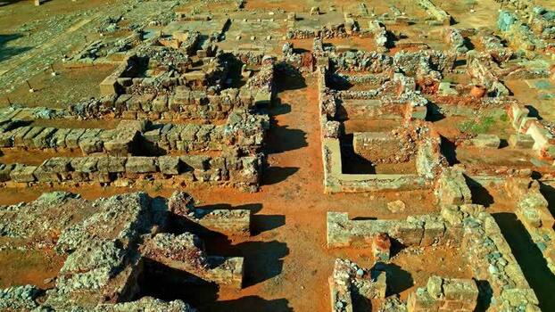 Aerial view of ancient ruins in Crete Greece.