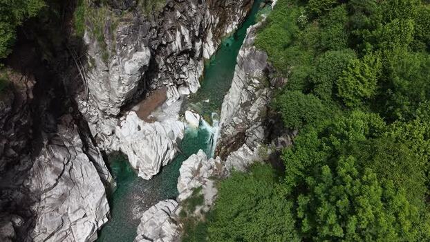 Aerial view of Valle Verzasca river and rocky gorge Switzerland. Aerial view of Valle Verzasca river and rocky gorge Switzerland.