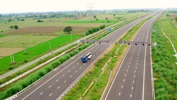 Aerial view of highway in Agra India. Aerial view of highway in Agra India.