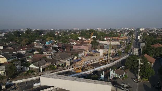 Aerial view of construction site in Yogyakarta Indonesia. Aerial view of construction site in Yogyakarta Indonesia.