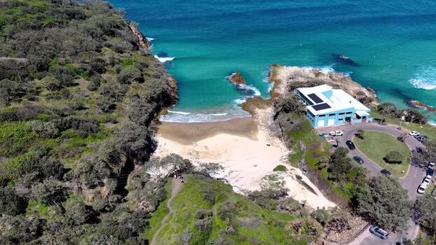 Aerial view of North Stradbroke Island cove Australia.