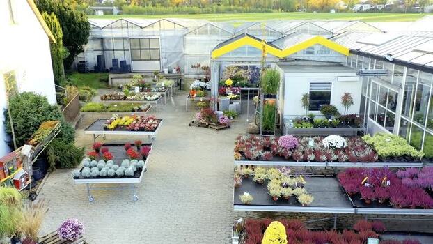 Aerial view of a garden center nursery Germany. Aerial view of a garden center nursery Germany.