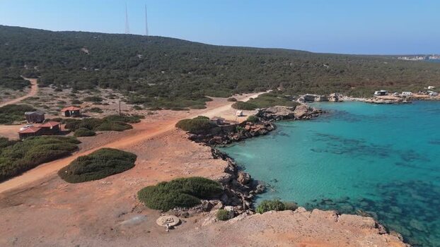 Aerial view of the turquoise coastline in Famagusta Northern Cyprus.