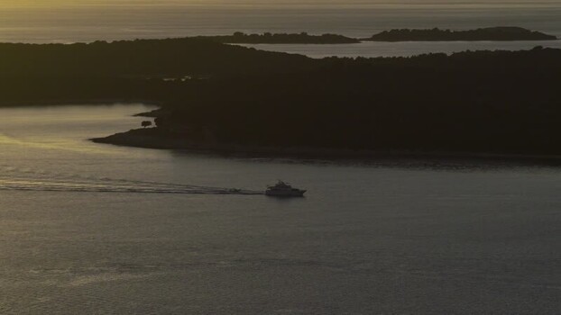 Aerial view of Brijuni National Park at sunset Croatia.
