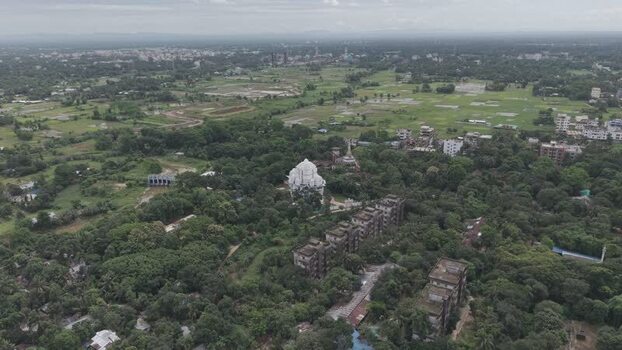 Aerial view of University of Chittagong campus Bangladesh.