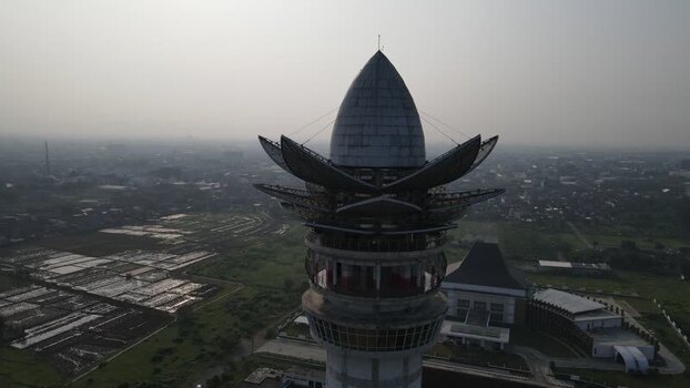 Aerial view of Menara Pandang Teratai Indonesia. Aerial view of Menara Pandang Teratai Indonesia.