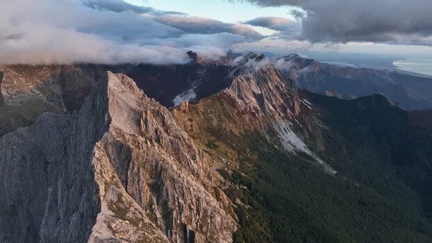 Aerial view of Pizzo d Uccello mountain range in Italy.