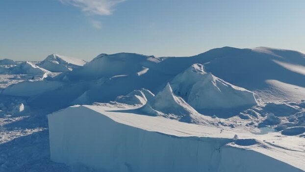 Aerial view of Ilulissat glacier in Greenland.