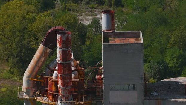 Aerial view of Sacci Cement Plant in Castelraimondo Italy.