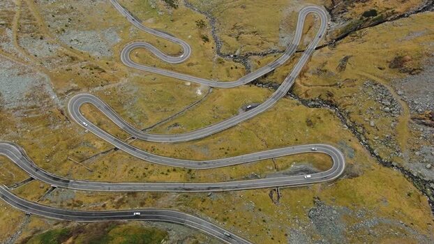 Aerial view of Transfagarasan Romania. Aerial view of Transfagarasan Romania.