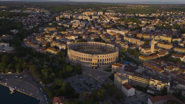 Aerial view of Pula Arena in Pula Croatia. Aerial view of Pula Arena in Pula Croatia.