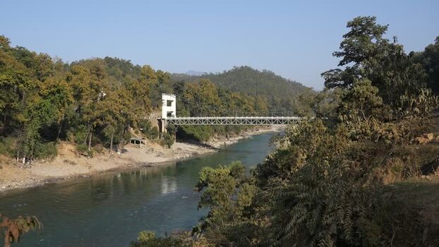View of a bridge over a river in Surkhet Nepal.