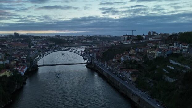 Aerial view of Dom Luís I Bridge Portugal. Aerial view of Dom Luís I Bridge Portugal.