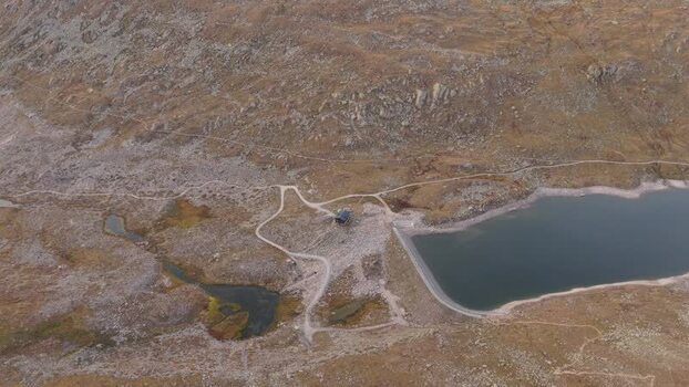 Aerial view of Aletsch Glacier in Switzerland.