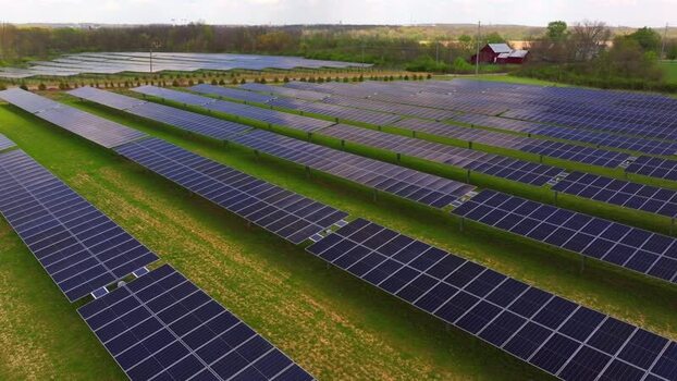 Aerial view of a large solar farm in Lebanon United States. Aerial view of a large solar farm in Lebanon United States.