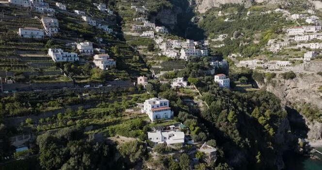 Aerial view of houses on Amalfi Coast Italy. Aerial view of houses on Amalfi Coast Italy.