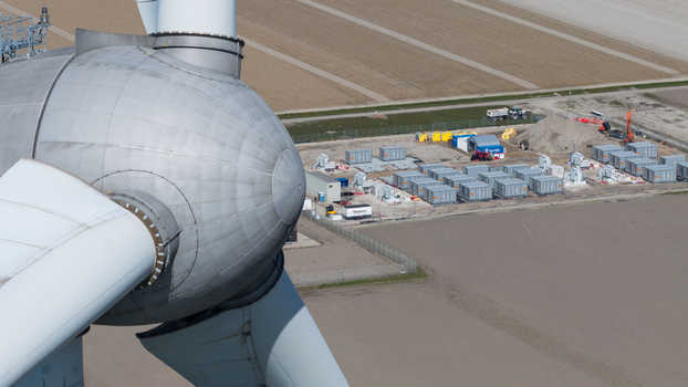 Espel Netherlands 04 April 2026 Aerial View of Battery Storage Park Construction at Westermeerdijk