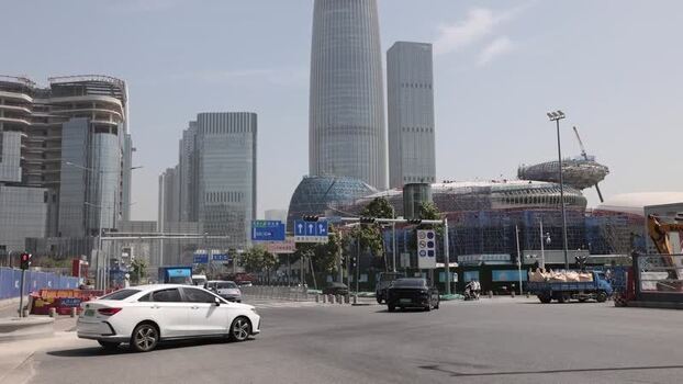 View of modern skyscrapers and construction in Shenzhen China. View of modern skyscrapers and construction in Shenzhen China.