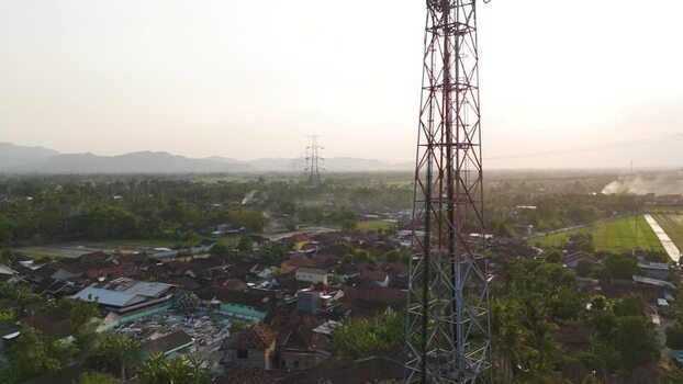Aerial view of telecommunications tower in Bayat Indonesia. Aerial view of telecommunications tower in Bayat Indonesia.