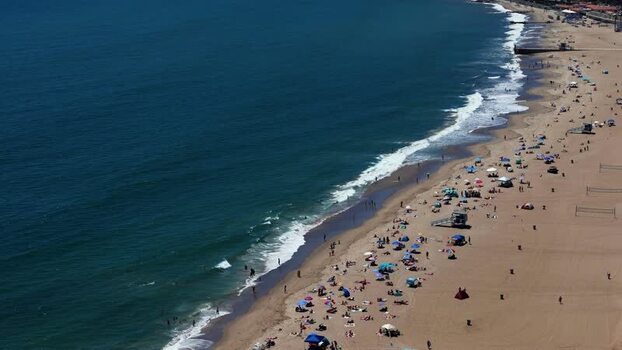 Aerial view of Will Rogers State Beach in Los Angeles United States. Aerial view of Will Rogers State Beach in Los Angeles United States.