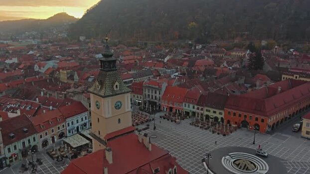 Aerial view of Council Square in Brasov Romania. Aerial view of Council Square in Brasov Romania.