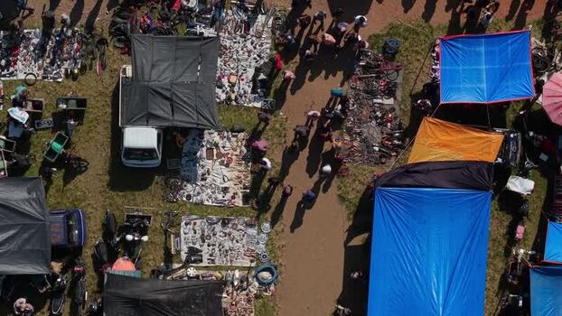 Aerial view of Bonyokan Pasar Legi market Indonesia.
