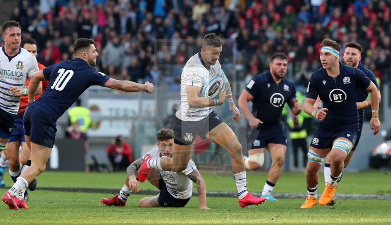 Guinness Sei Nazioni 2020, Round 3, Roma, Stadio Olimpico 22/02/2020, Italia v Scozia, break di Mattia Bellini su Hastings. Foto Daniele Resini/Fotosportit.