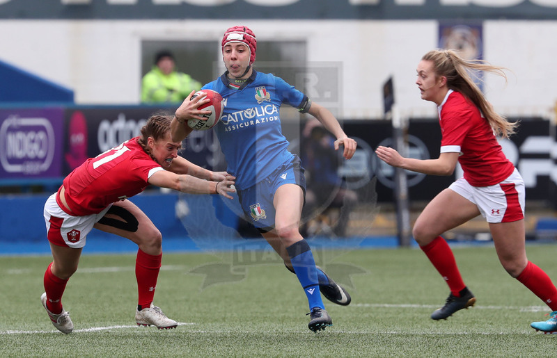 Guinness Sei Nazioni Donne 2020, Cardiff, Arms Park 02/02/2020 Galles Donne v Italia Donne, un break di Vittoria Ostuni Minuzzi. Foto Daniele Resini/Fotosportit