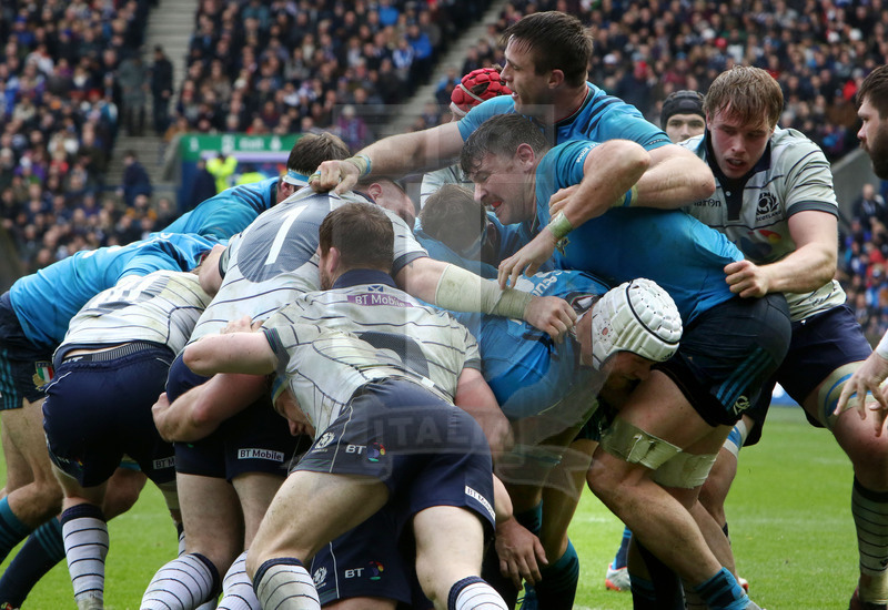 RBS Sei Nazioni 2017, Edimburgo, Murrayfield stadium 18/03/2017, Scozia v Italia, rolling maul azzurra co Chistolini, Biagi e Steyn. Foto Daniele Resini/Fotosportit