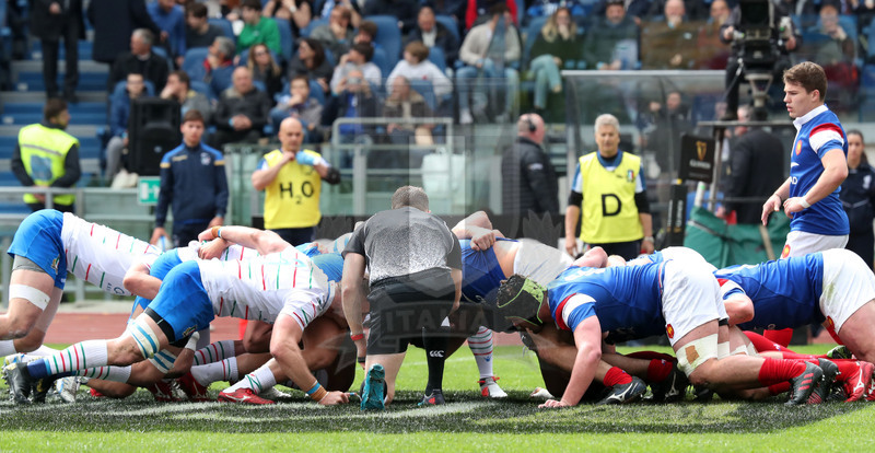 Guinness Sei Nazioni 2019, Round 5, Roma, stadio Olimpico 16/03/2019, Italia v Francia, mischie a confronto. Foto Daniele Resini/Fotosportit