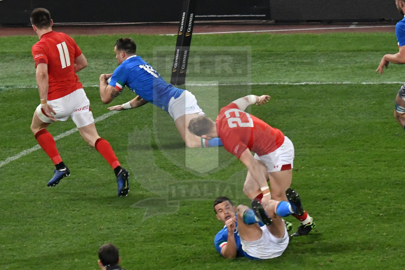 Guinness Sei Nazioni 2019, Round 2, Roma, Stadio Olimpico 09/02/2019, Italia v Galles, la meta di Edoardo Padovani. Foto Andrea Staccioli / Resini / Insidefoto